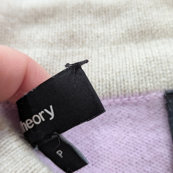 Theory Pink Blue Brown Striped High Neck Cashmere Sweater S - Picture 8 of 10